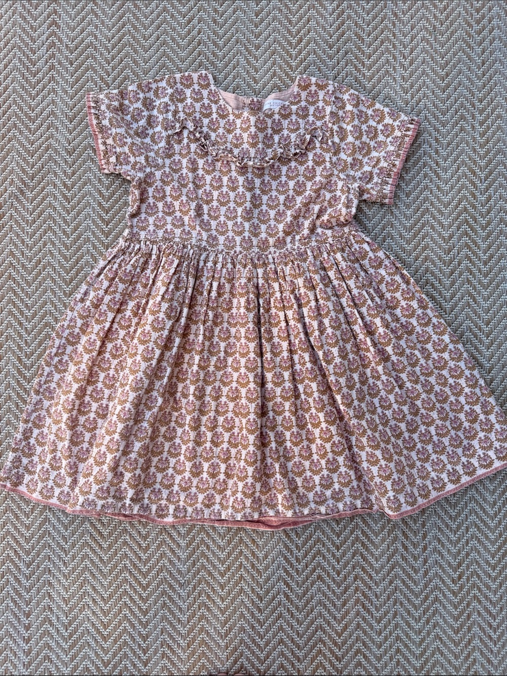 Pink Chicken Floral Ruffle-Trim Sparkle Dress